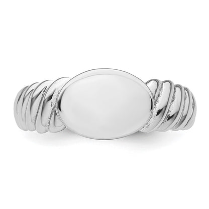 Sterling Silver Rhodium-plated Polished Twist Signet Ring Size 7