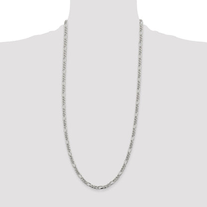 Sterling Silver 4.3mm Pav� Flat Figaro Chain