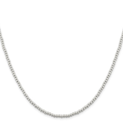 Sterling Silver 3mm Beads on Box Chain Necklace