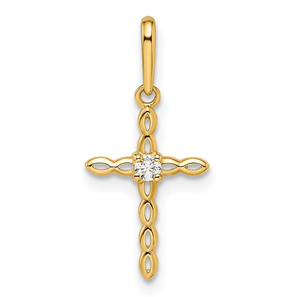 14k Yellow Gold CZ Cross Pendant