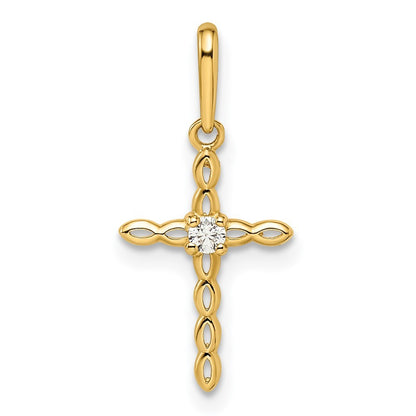 14k Yellow Gold CZ Cross Pendant