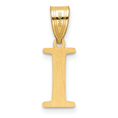 14k Yellow Gold Polished Etched Letter I Initial Pendant for Women