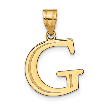 14k Yellow Gold Polished Etched Letter G Initial Pendant for Women