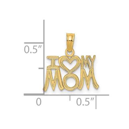 14k Yellow Gold I HEART MY MOM Charm