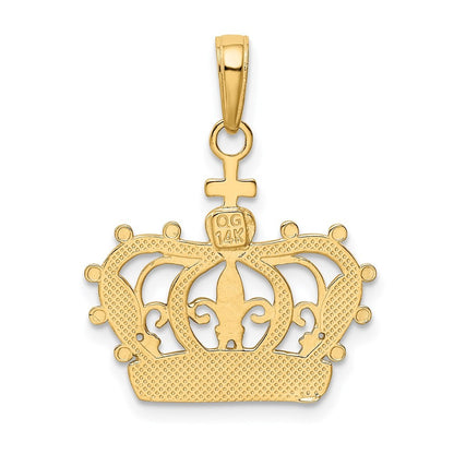 14k Yellow Gold and White Rhodium Crown Pendant