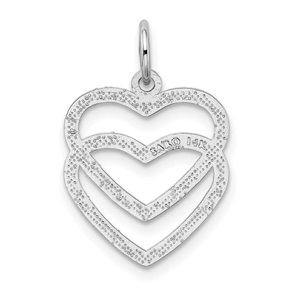 14k White Gold Double Heart Charm Pendant for Women