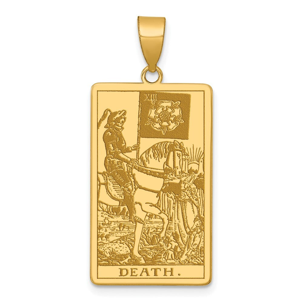 14k Yellow Gold Death Tarot Card Pendant for Women