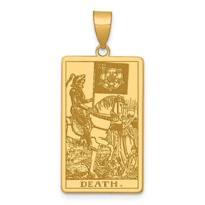 14k Yellow Gold Death Tarot Card Pendant for Women
