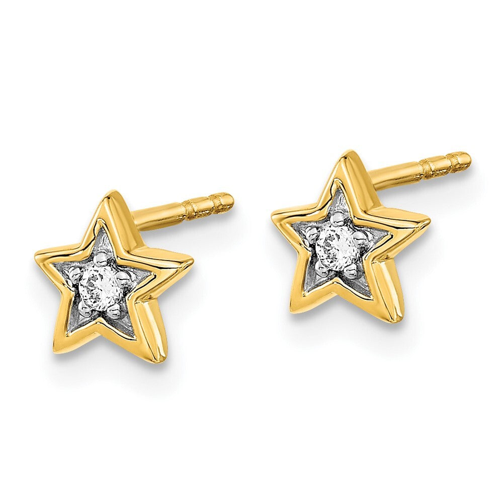 14k Yellow Gold Gold Diamond Star Stud Earrings Gift for Women