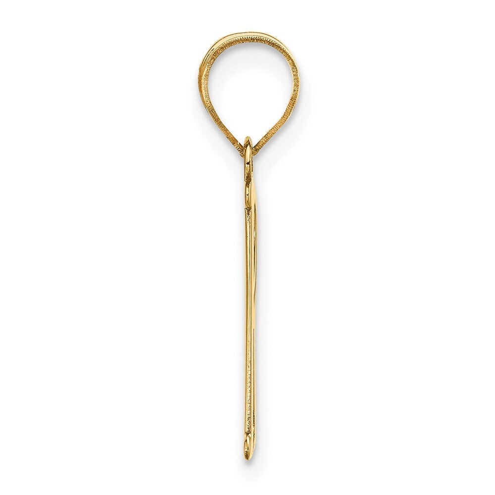 14k Yellow Gold Polished Letter R Initial Pendant for Women
