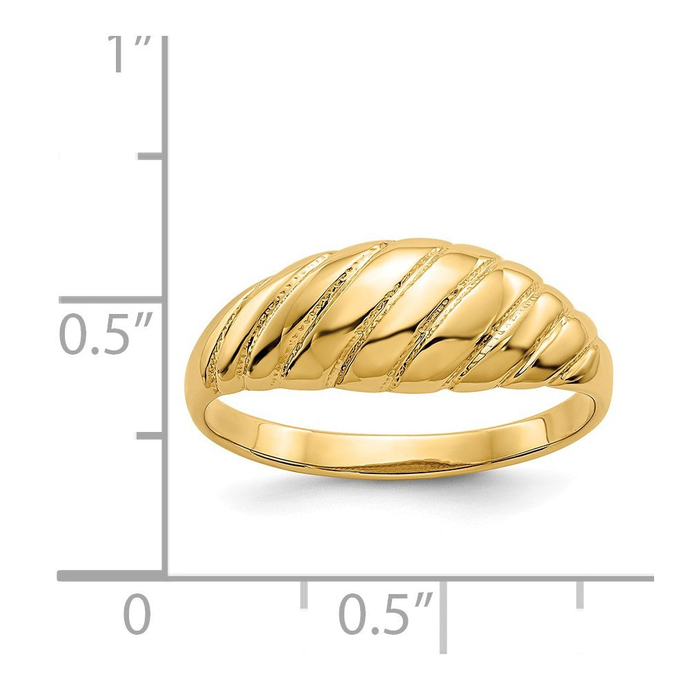 14k Yellow Gold Polished Scalloped Dome Ring