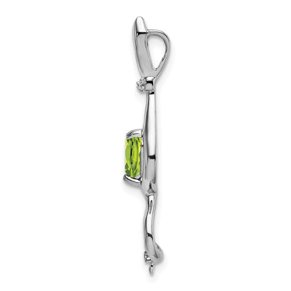 14k White Gold Peridot and Diamond Cat Pendant for Women