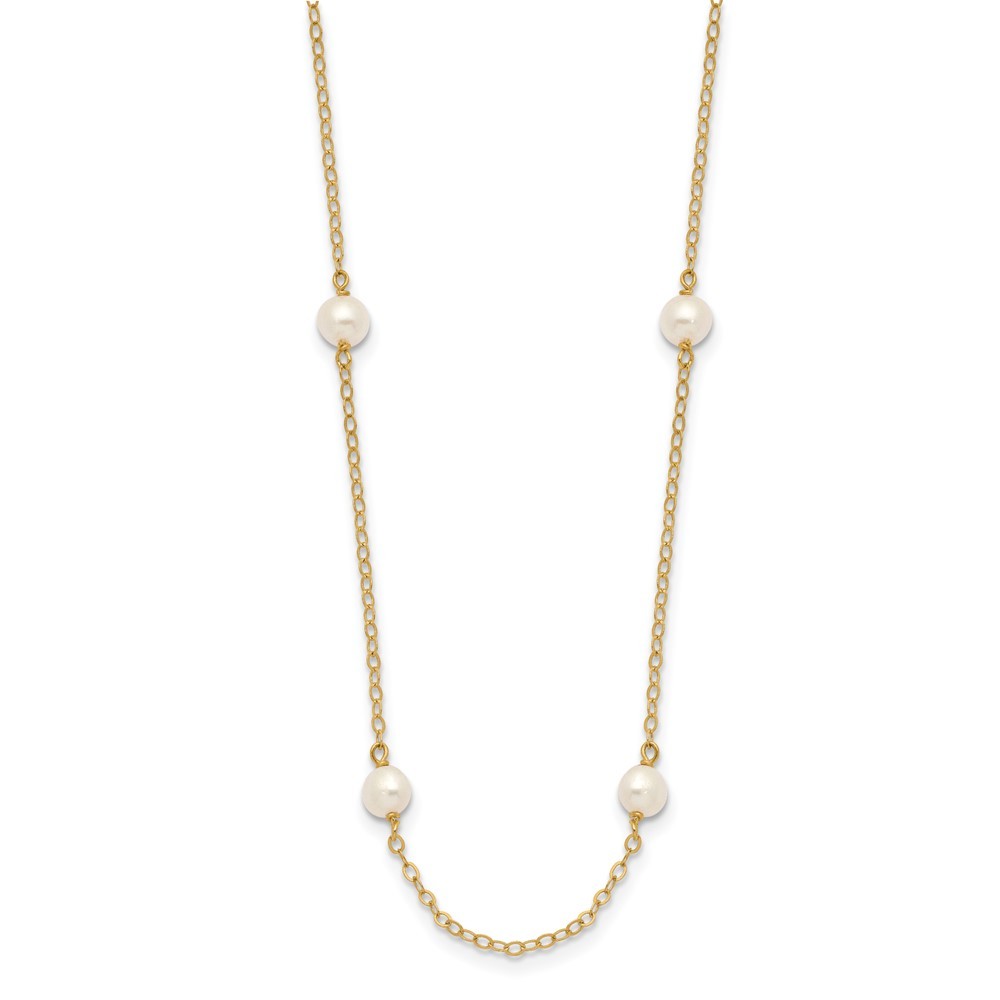 14k Yellow Gold 4-5mm White Freshwater Cultured Pearl 8-Station 16 inch Necklace