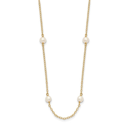 14k Yellow Gold 4-5mm White Freshwater Cultured Pearl 8-Station 16 inch Necklace