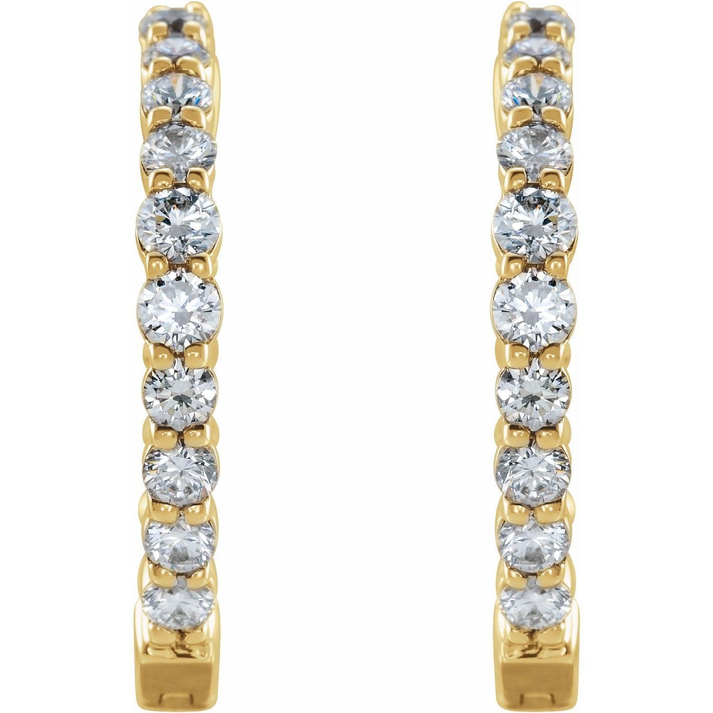 14k Gold 1Ct Lab-Grown Diamond Inside-Outside Hinged 19.3 mm Hoop Earrings