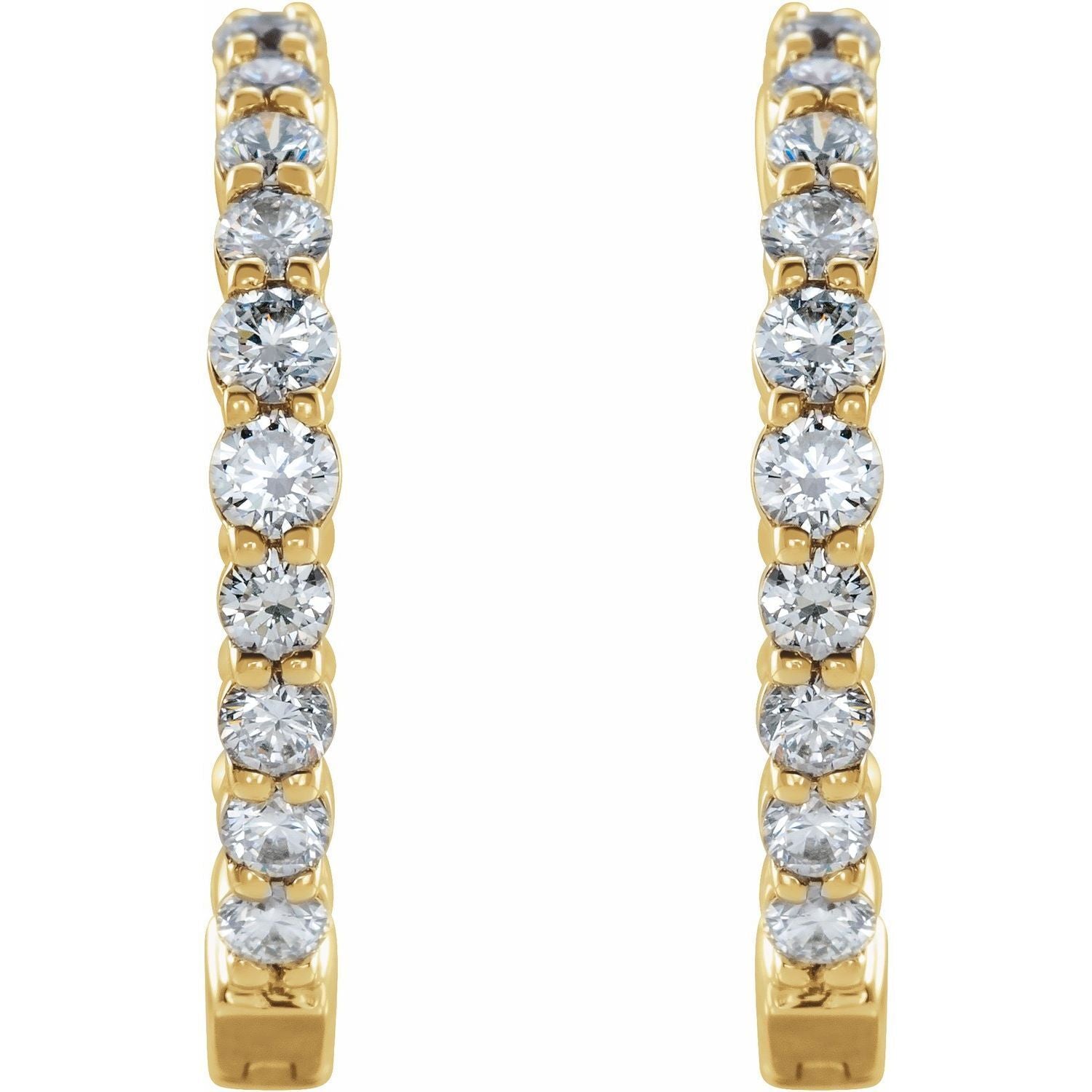 14k Gold 1Ct Lab-Grown Diamond Inside-Outside Hinged 19.3 mm Hoop Earrings