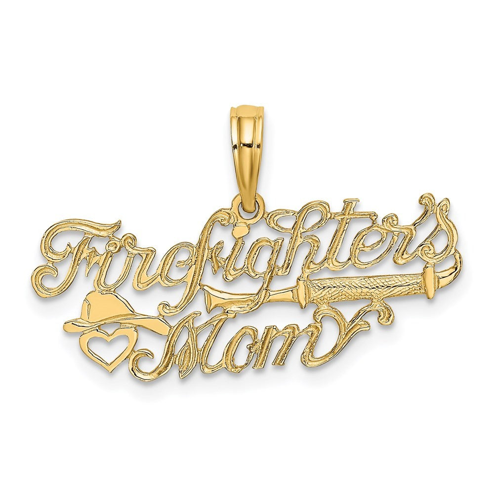 14k Yellow Gold FIREFIGHTER'S MOM Charm Pendant