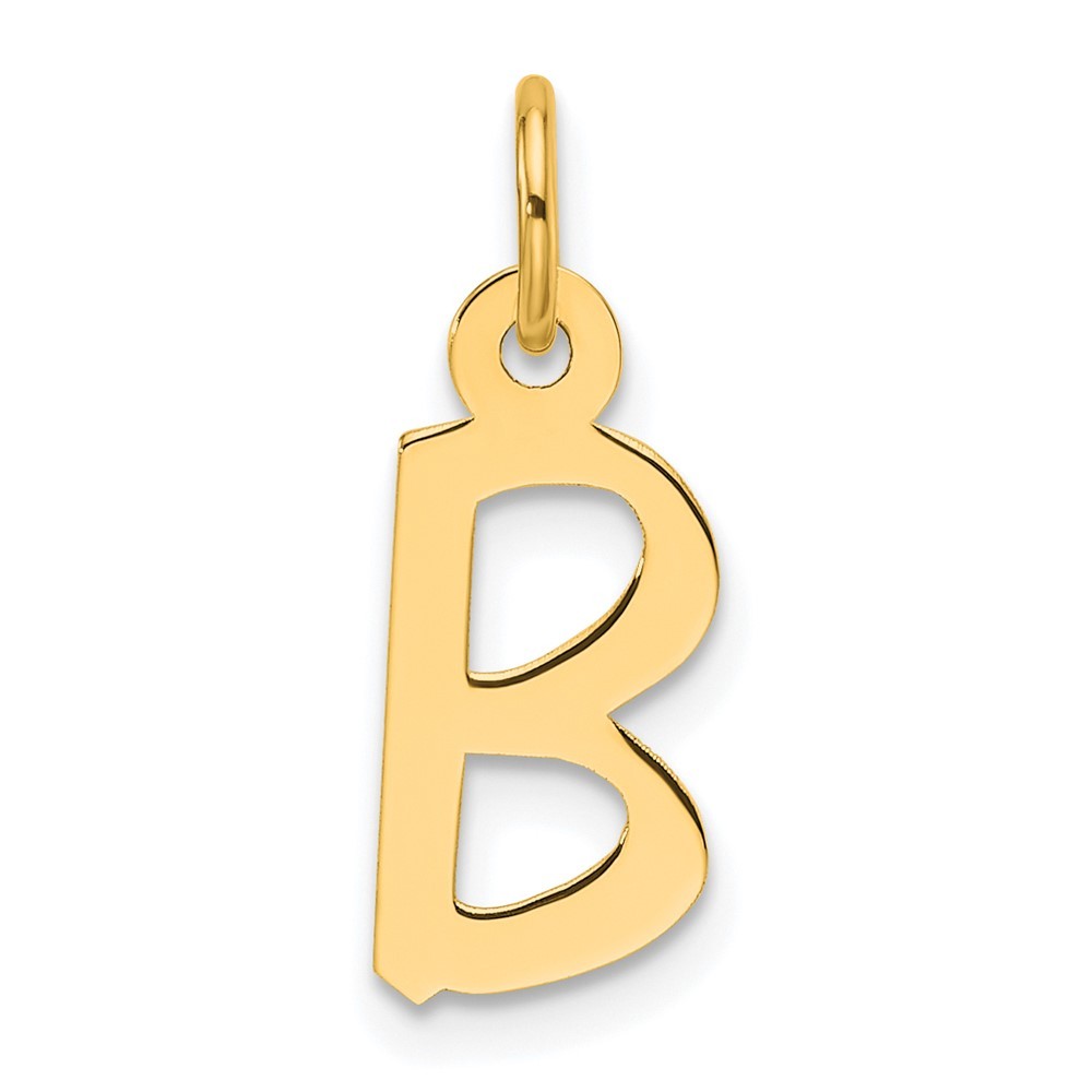 14k Yellow Gold  Slanted Block Letter B Initial Charm