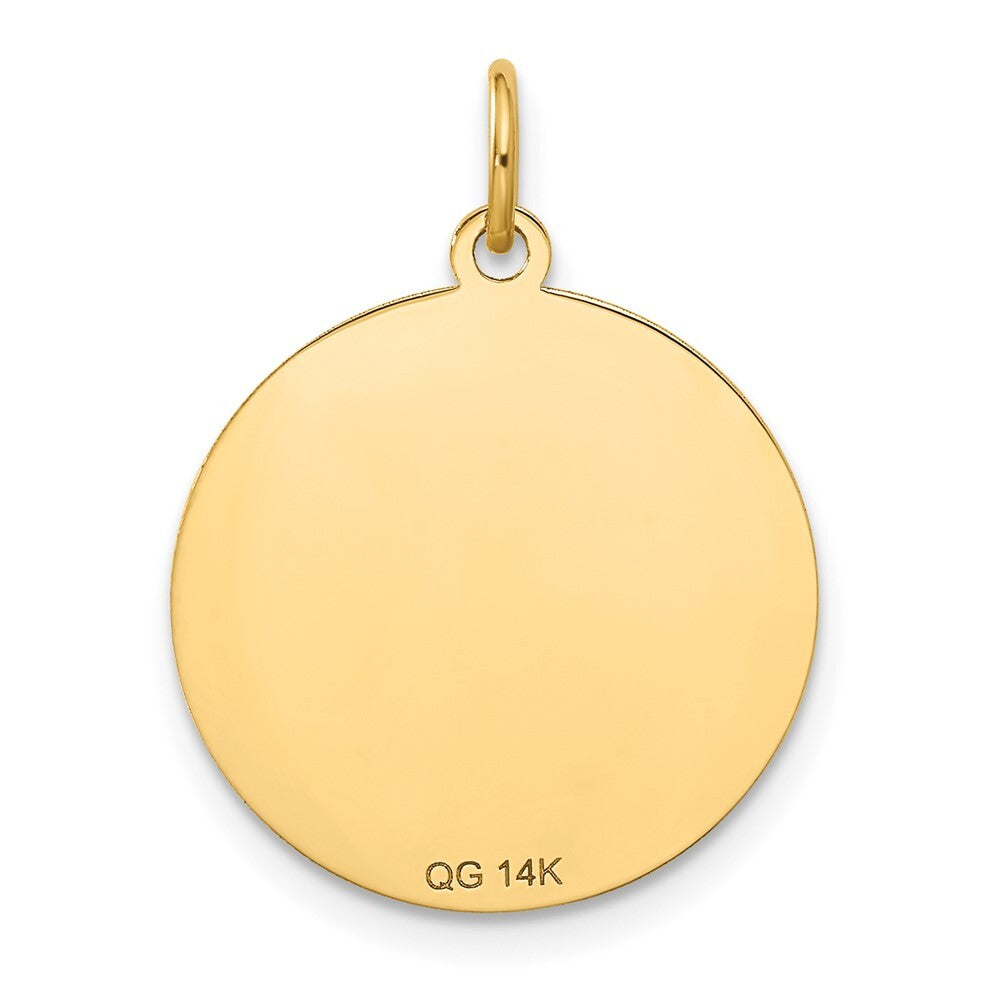 14k Yellow Gold Merry Christmas Disc Charm Pendant for Women