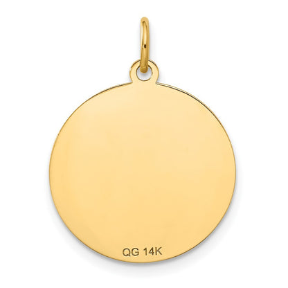 14k Yellow Gold Merry Christmas Disc Charm Pendant for Women
