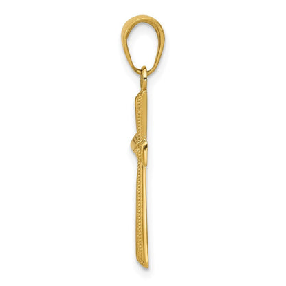 14k Yellow Gold Diamond-cut X Cross Pendant