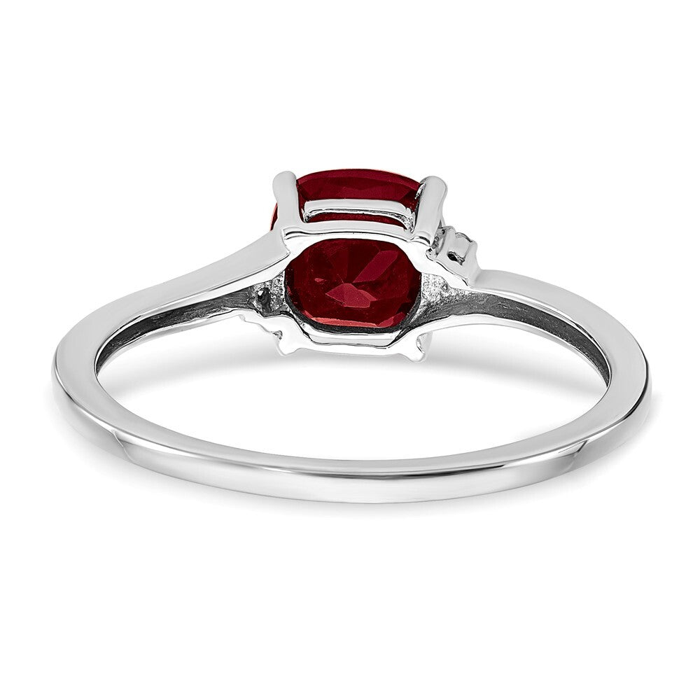 Sterling Silver Rhodium-plated Created Ruby and Diamond Ring Size 8