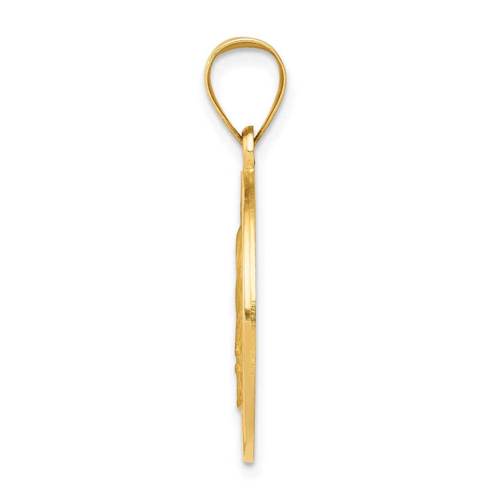 14k Yellow Gold Polished and Satin Mother Teresa Medal Hollow Pendant for Women