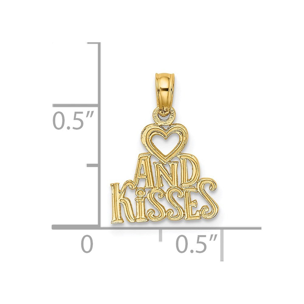 14k Yellow Gold Heart AND KISSES Charm