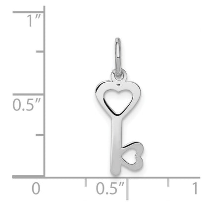 14k White Gold Hearts Key Charm