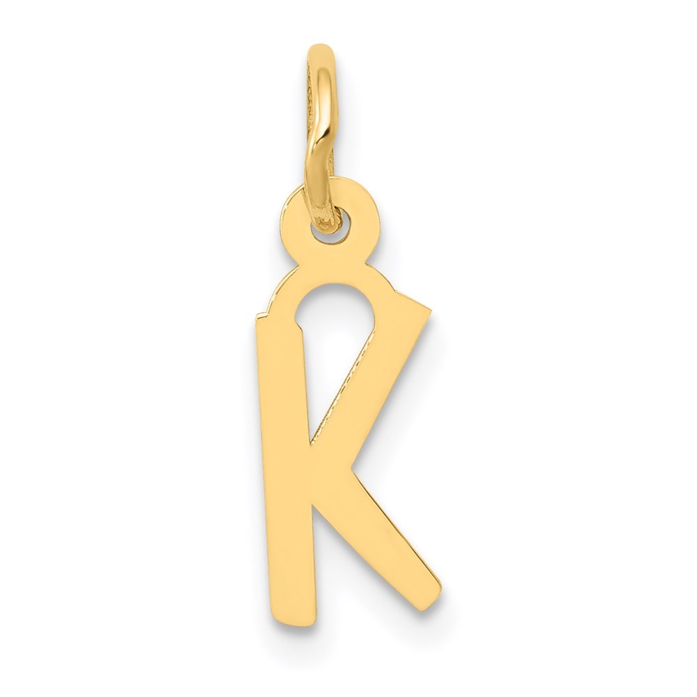 14k Yellow Gold Small Slanted Block Letter K Initial Charm Pendant