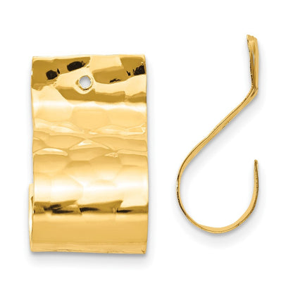 14k Yellow Gold Polished Hammered Earring Jackets Gift for Women