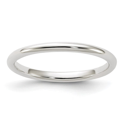 Sterling Silver 2mm Half Round Size 6 Band Ring