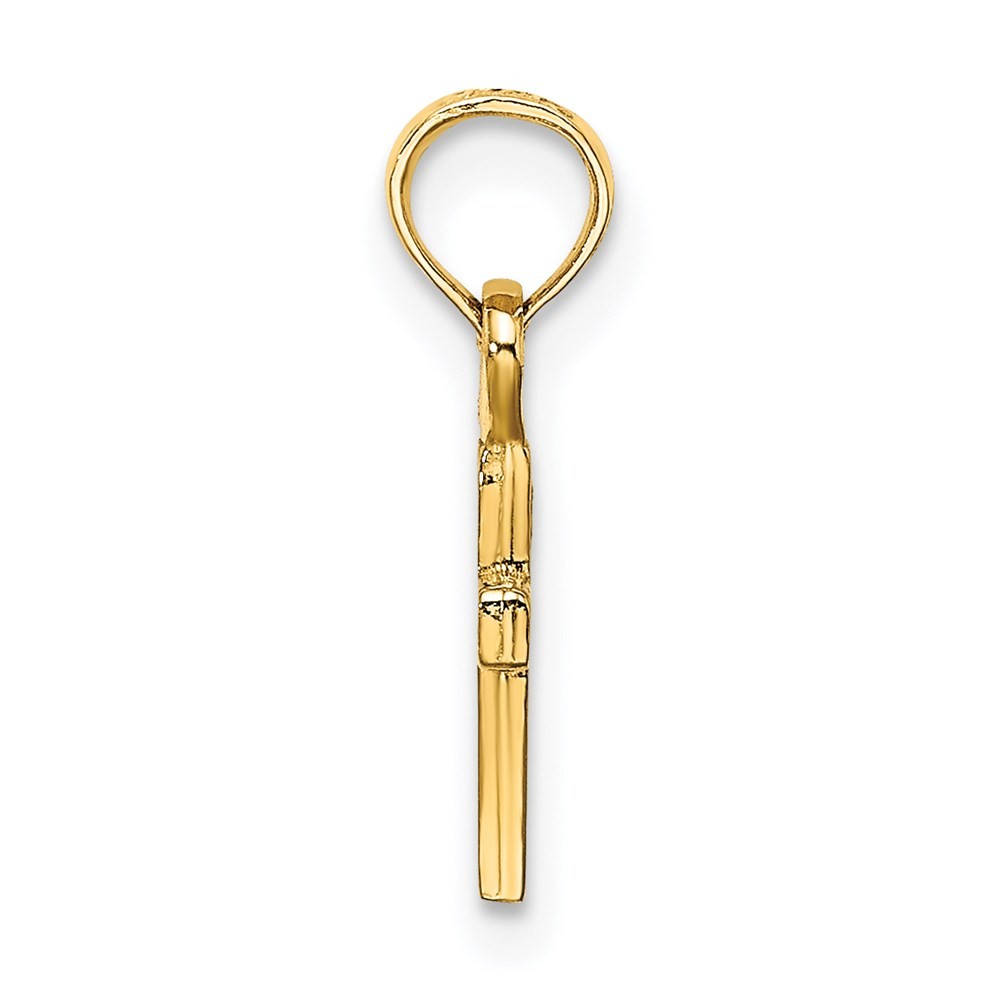 14k Yellow Gold 3-D and Polished Mini Cross Charm