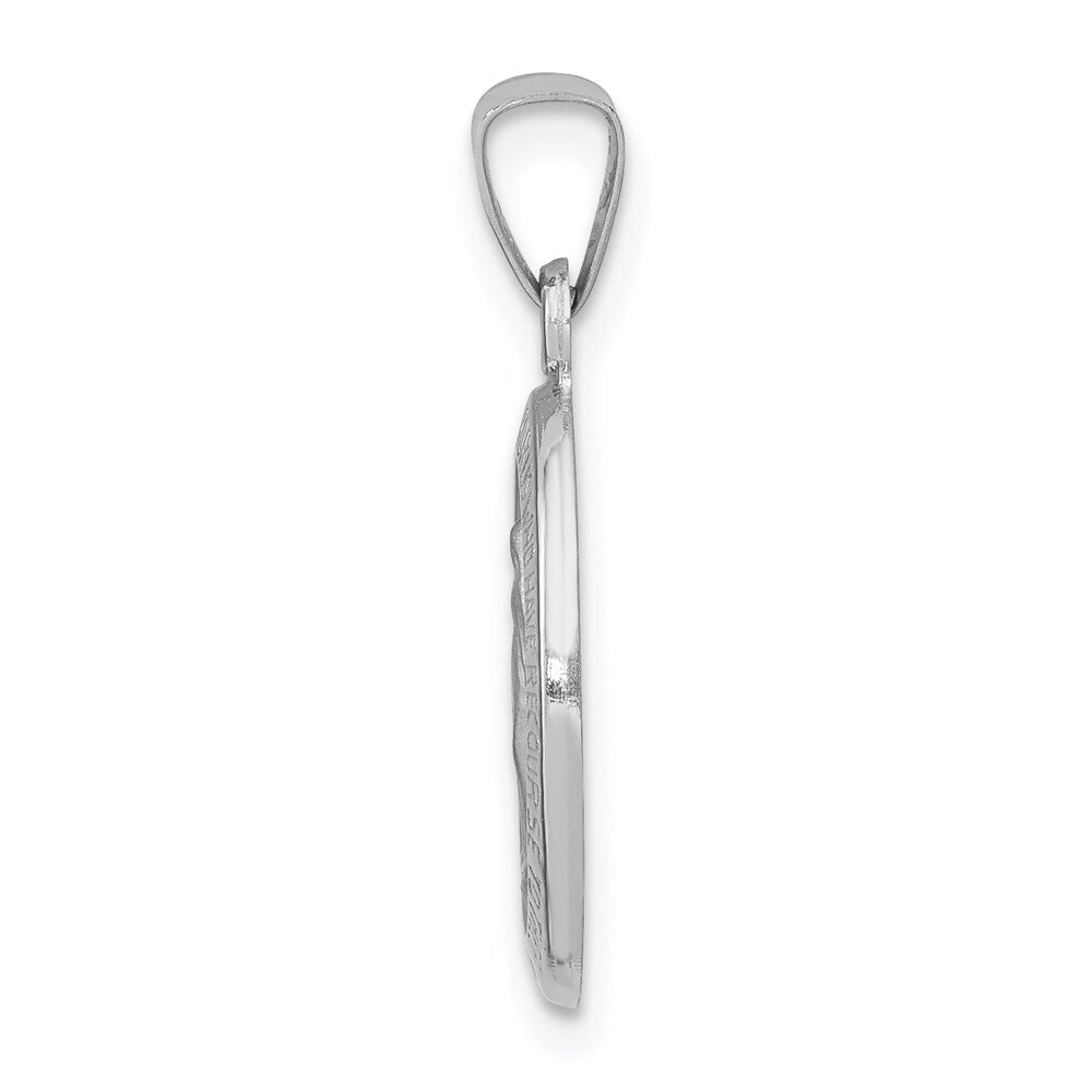 14k White Gold Polished/Satin Miraculous Medal Hollow Pendant for Women