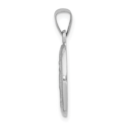 14k White Gold Polished/Satin Miraculous Medal Hollow Pendant for Women