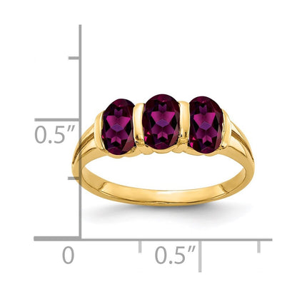 14K Yellow Gold 6x4mm Oval Rhodolite Garnet ring