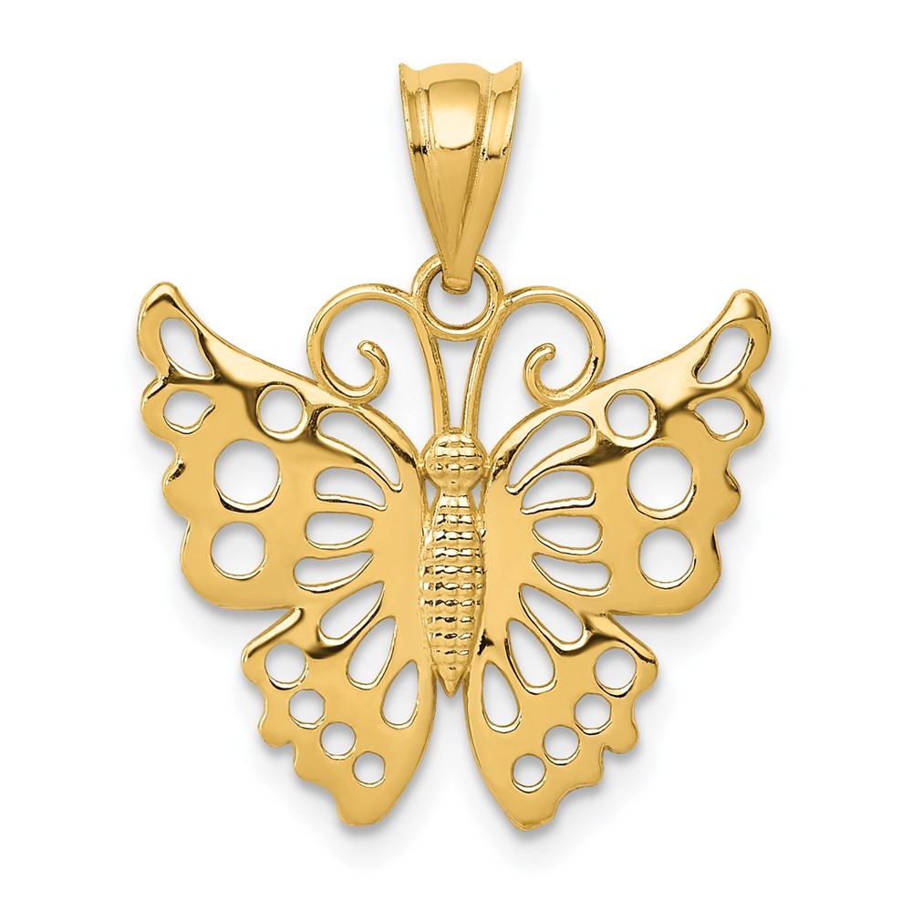 14k Yellow Gold Butterfly Pendant