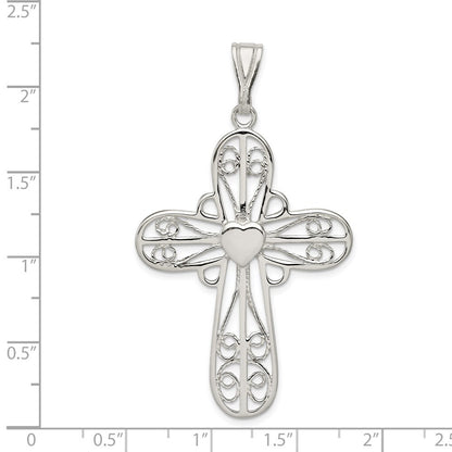 Sterling Silver Heart Cross Pendant Holiday Gift for Women