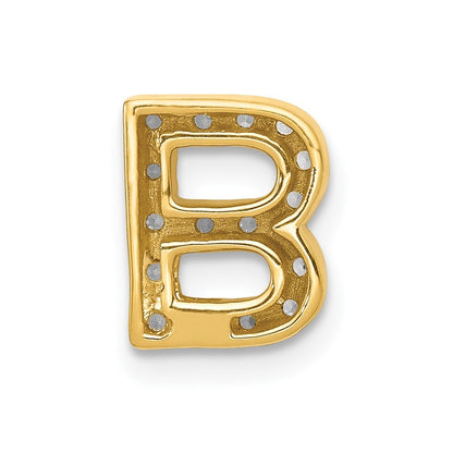 14k Yellow Gold Diamond Letter B Initial Charm Pendant