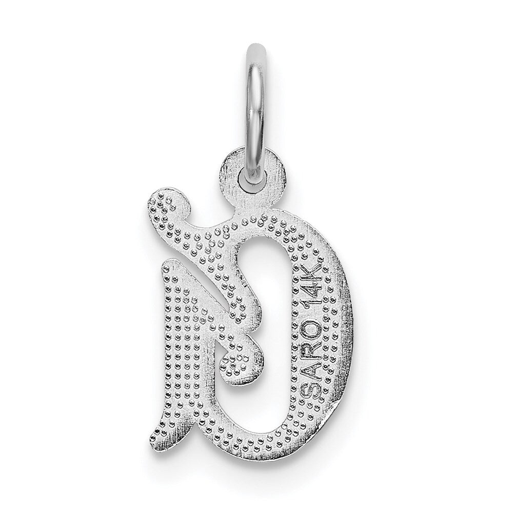 14k White Gold Diamond-cut Letter G Initial Charm Pendant for Women
