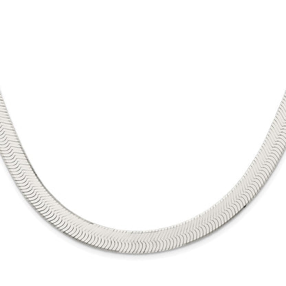 Sterling Silver Rhodium-plated 10.5mm Magic Herringbone Chain Necklace