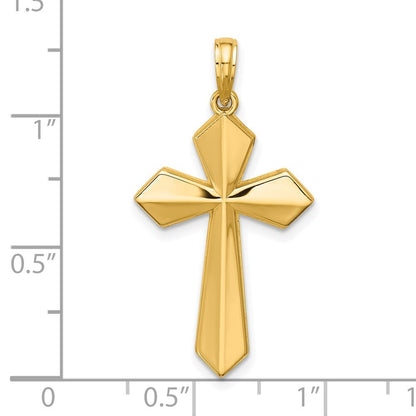 14k Yellow Gold Polished Pointed Christian Cross Pendant