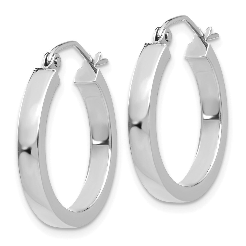 14k White Gold 2x3mm Rectangle Tube Hoop Gift for Women