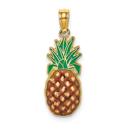 14k Yellow Gold w/ Enamel 2-D Pineapple Charm
