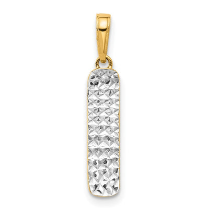14k Yellow Gold and White Rhodium Diamond-cut Skateboard Pendant