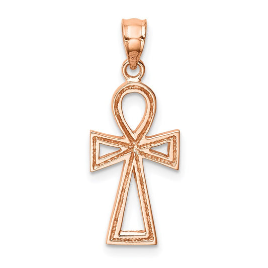 14K Rose Gold Polished Ankh Pendant