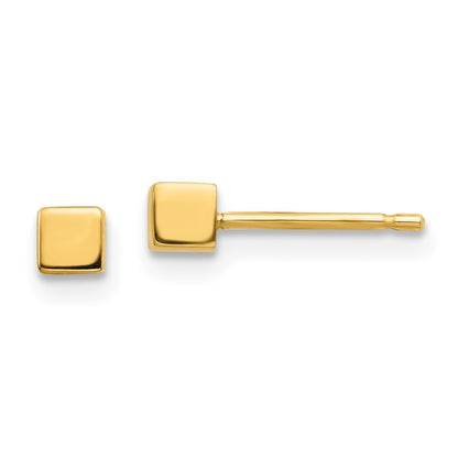 14k Yellow Gold Square Stud Earrings Gift for Women