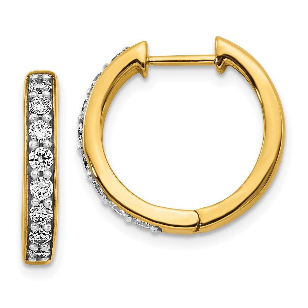 14k Yellow Gold Diamond Hinged Hoop Earrings