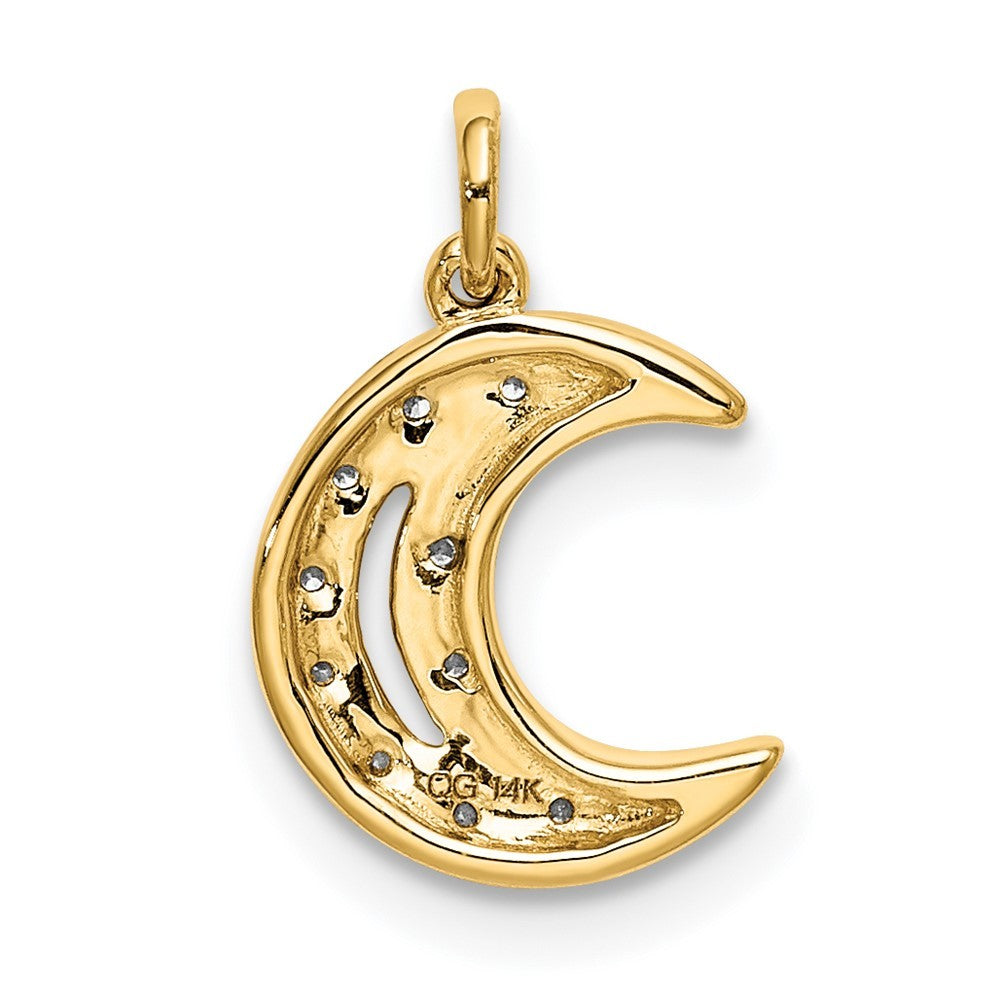 14k Yellow Gold Diamond Moon Charm Pendant