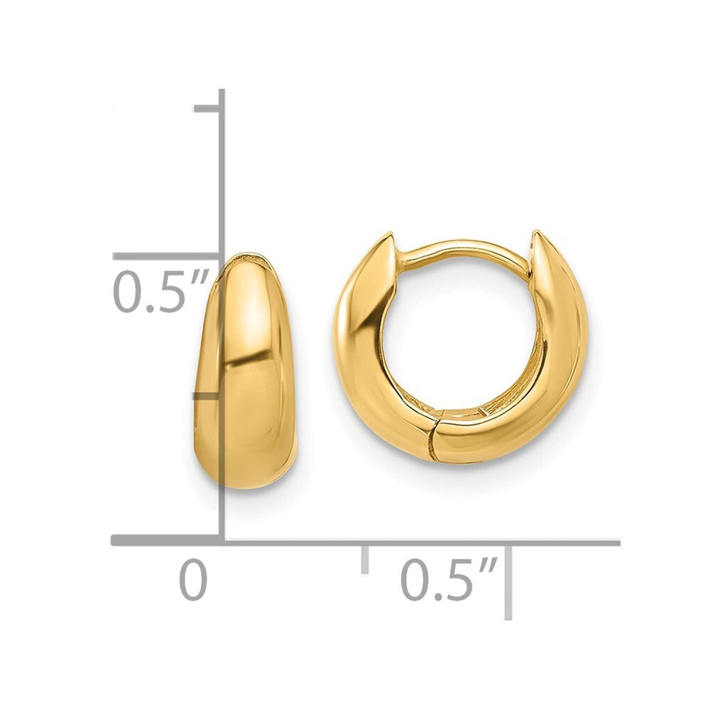 14k Yellow Gold Polished Hinged Huggie Hoop Earrings Gift for Women
